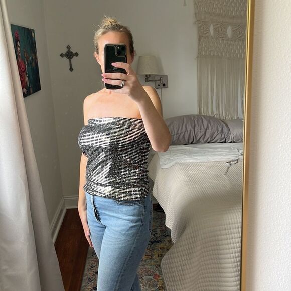 Forever 21‎ Skirt Tube Top Womens Size Large Mirror Sequin - Picture 4 of 10